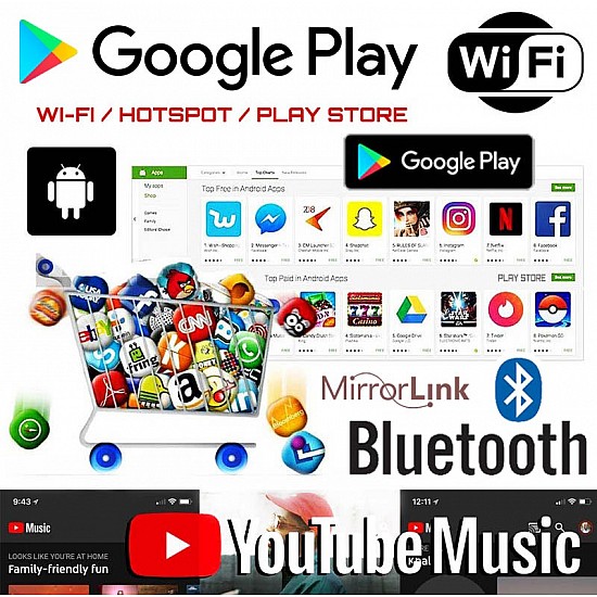Οθόνη αυτοκίνητου Android με 2GB ram και GPS (7 ιντσών WI-FI 2-DIN Playstore MP3 MP5 Video USB Ραδιόφωνο Bluetooth Mirrorlink Universal 4x60W 2DIN Youtube Spotify) 7900CBT