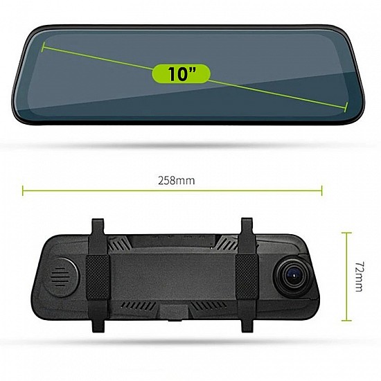 Καθρέφτης αυτοκινήτου με 2 κάμερες (μπροστά και πίσω) και οθόνη αφής 10 ιντσών (καταγραφικό σύστημα DVR καθρέπτης κάμερα οπισθοπορείας προστασίας android οθόνη camera εργοστασιακού τύπου monitor recorder usb HD MP5 LCD oem video)