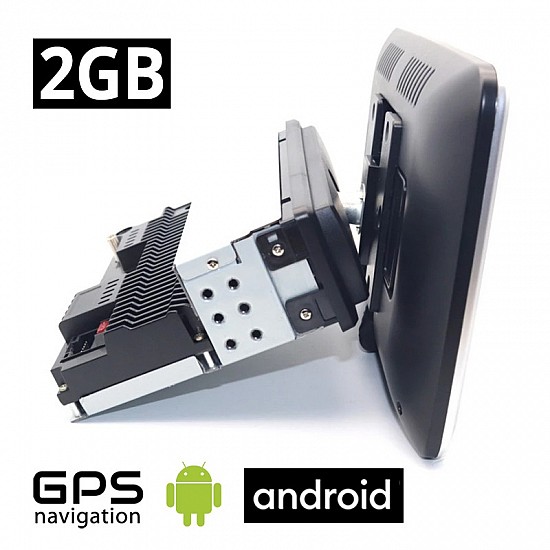 1-DIN Android (2GB + 32GB) περιστρεφόμενη οθόνη αφής (GPS IPS WI-FI Youtube FM Bluetooth Google Maps MP5 MP3 Video Ελληνικά, Aux, USB, Mirrorlink, OEM Universal 10 ιντσών 4x60W) F1036032